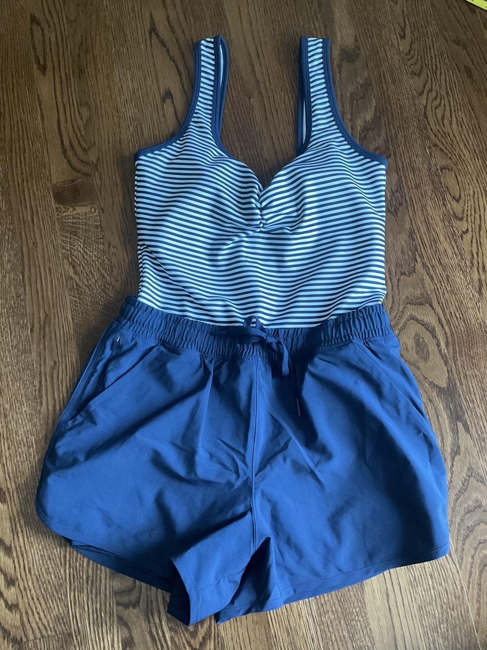 YPB Striped with Navy Trim. 
Wear at the beach, pool, for walks, gym, etc